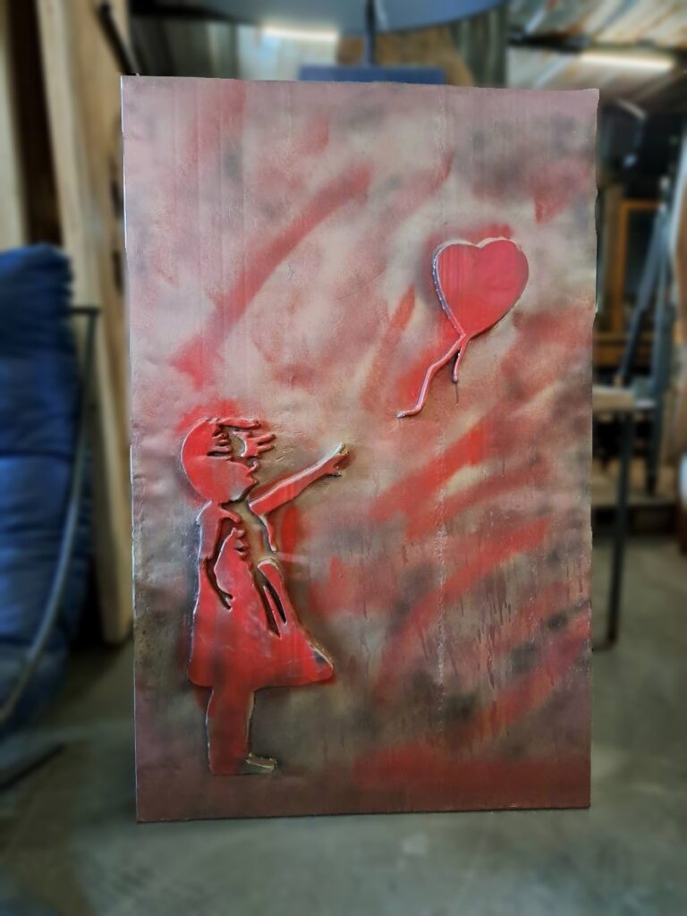 Bankski balloon girl rood messing