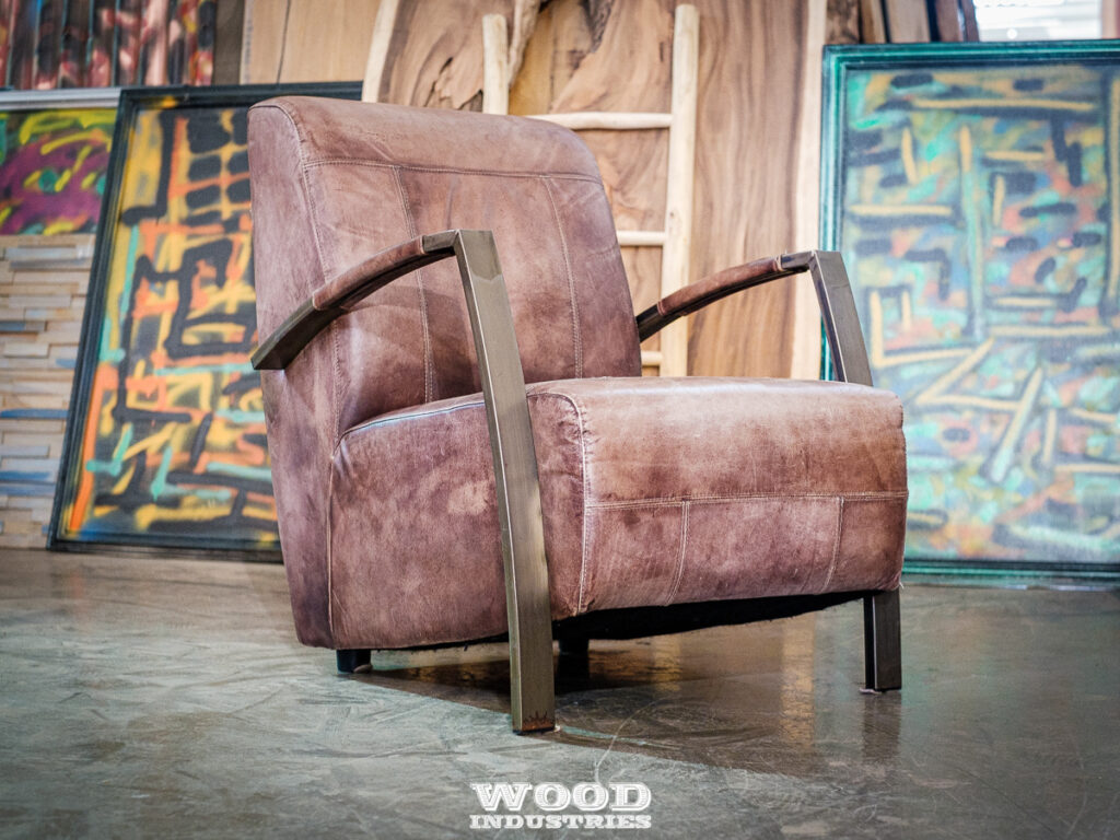 Leren bruine fauteuil