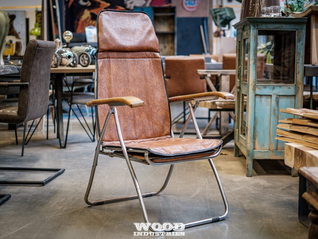 Bruine Leren fauteuil-strandstoel