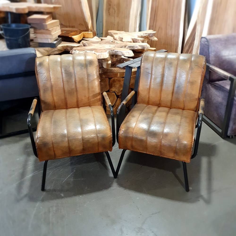 Leren fauteuil cognac