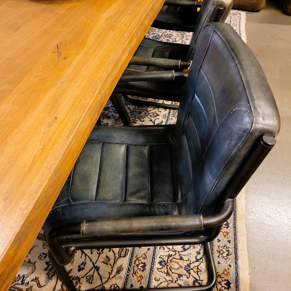 Eetkamerstoel leer Dark Blue