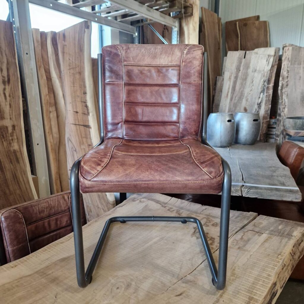 Eetkamerstoel leer Cognac