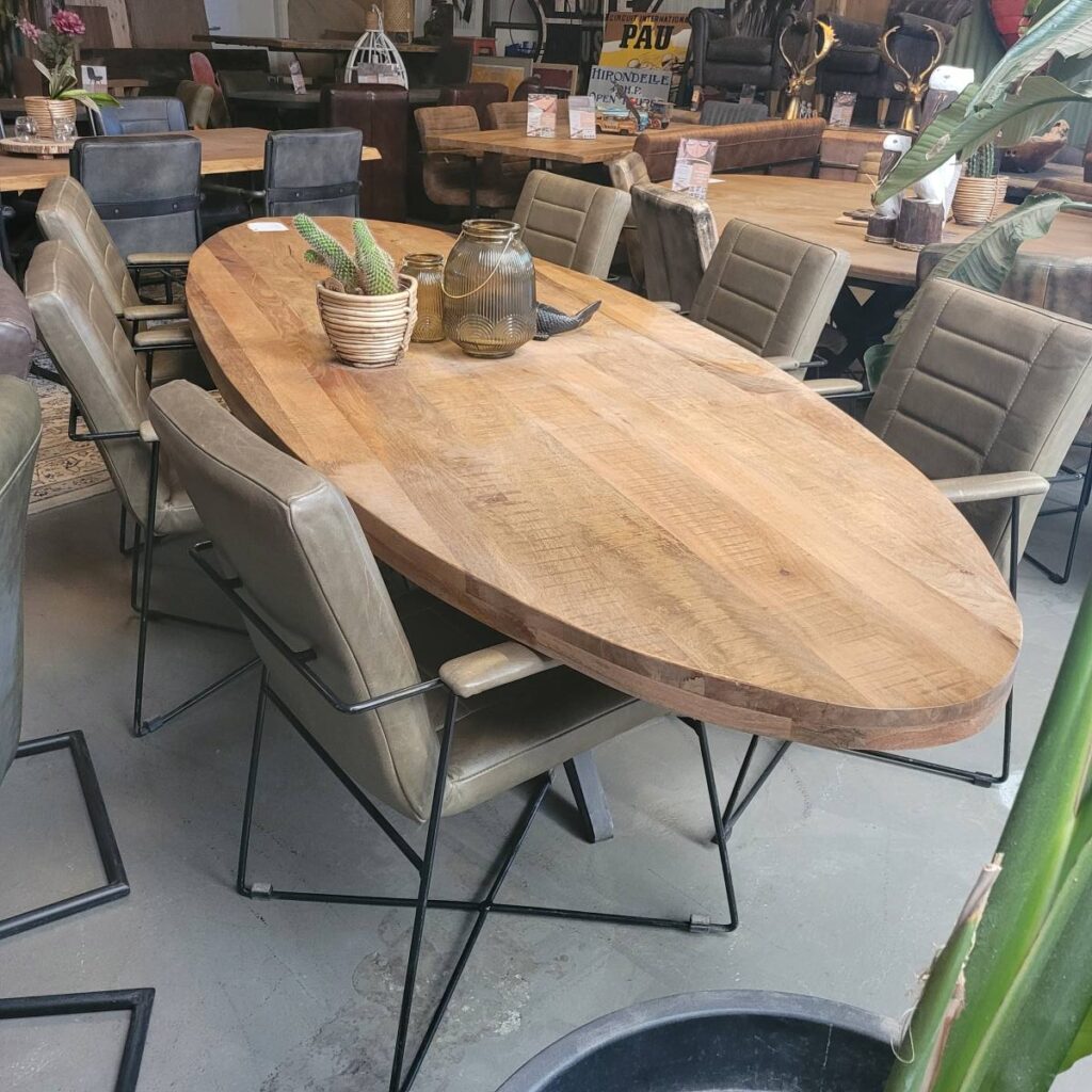 Eetkamerstoel leer - Olive green