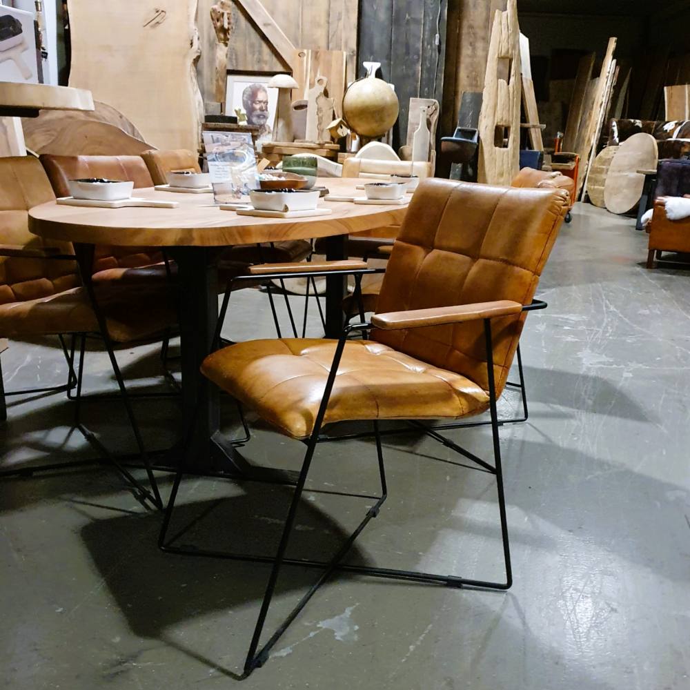 Eetkamerstoel leer - Cognac kleur