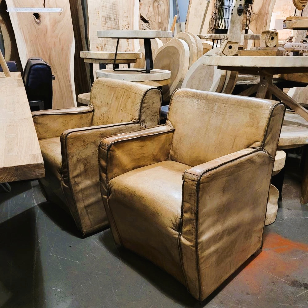 Eetkamerstoel buffelleer lichtcognac