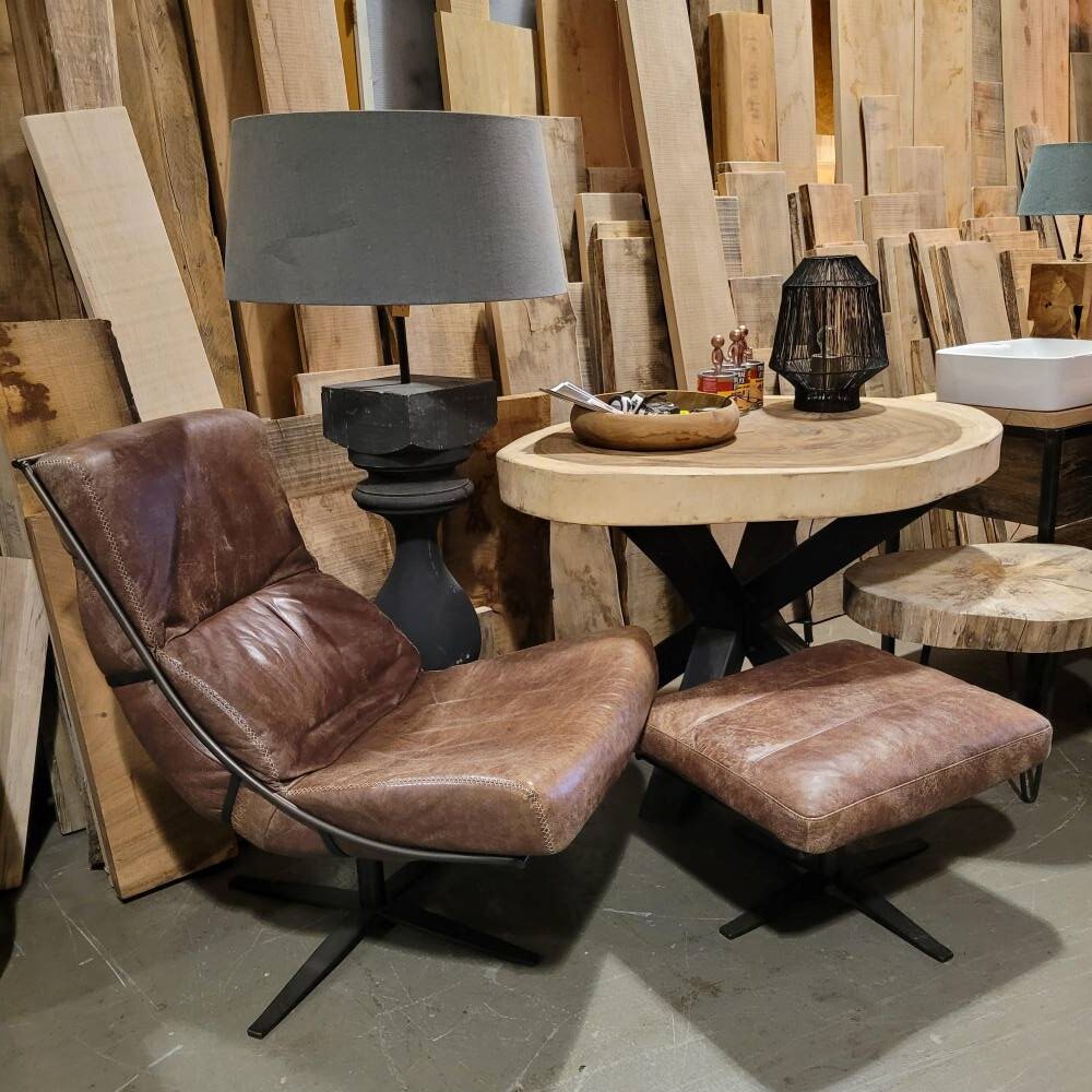 Industriële fauteuil bruin