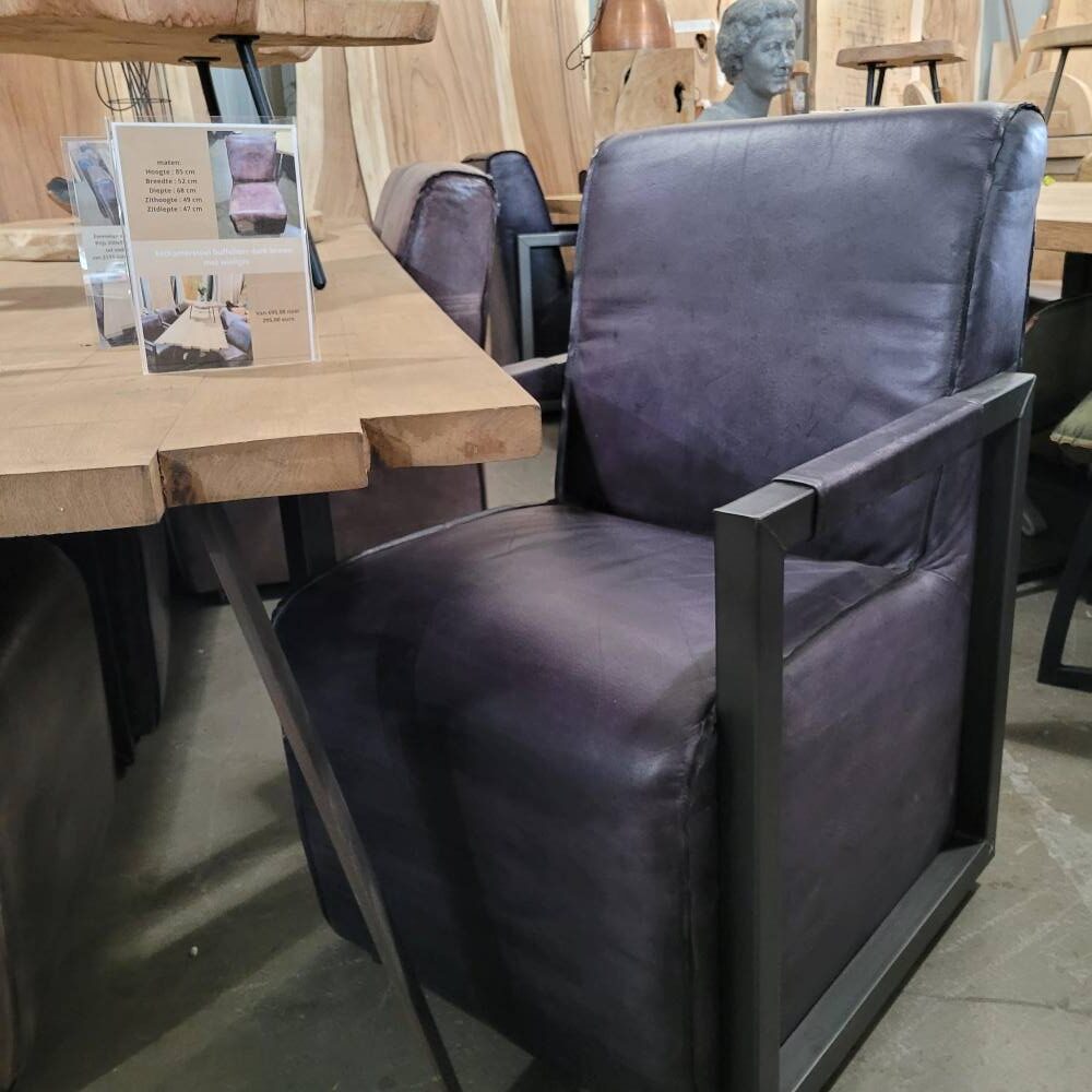 Buffelleren eetkamerstoel zwart