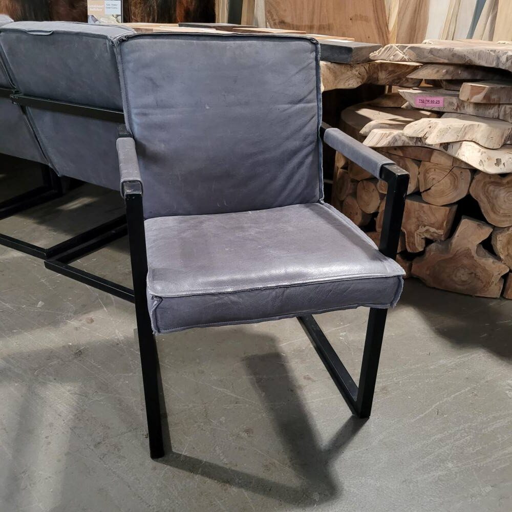 Lederen stoel muisgrijs